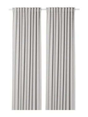 Set of 2 IKEA GLANSNÄVA Room Darkening Curtain Liners Silvery 100% Polyester